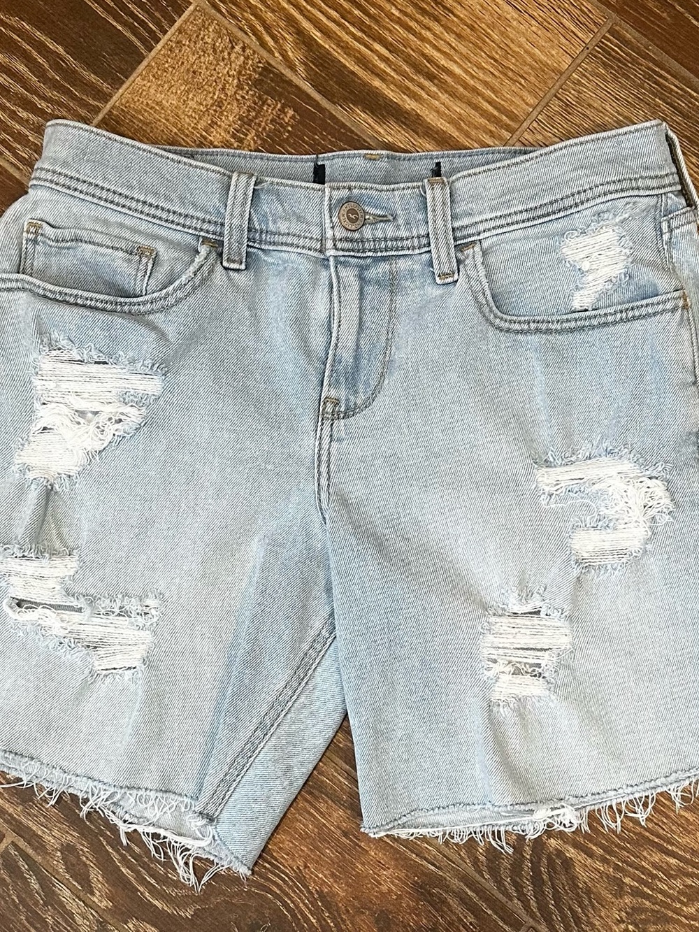 Hollister Light Wash Distressed Denim Shorts